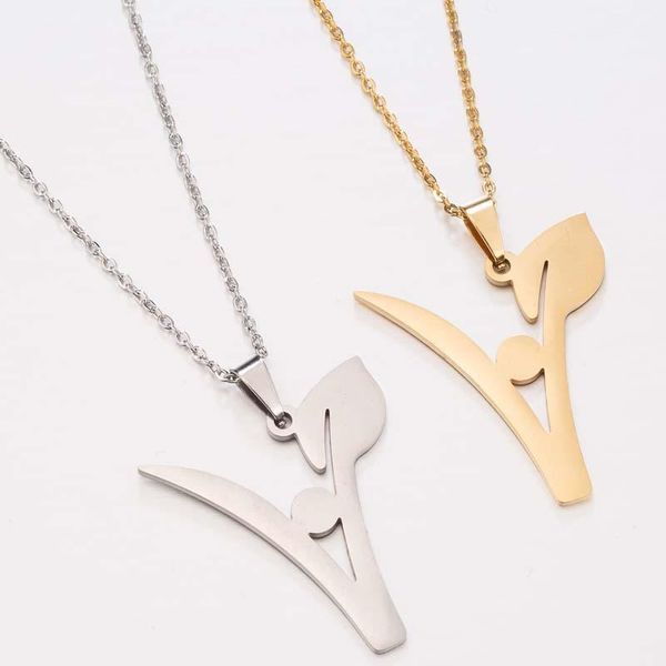 

necklaces for men punk pendant couple angel jewelry on the neck stainless steel simple of friendship chains fashion 2021, Silver