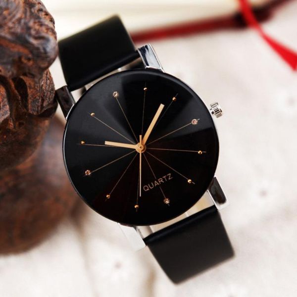 

wristwatches men women leather strap line analog quartz ladies wrist watches fashion watch women's, Slivery;brown