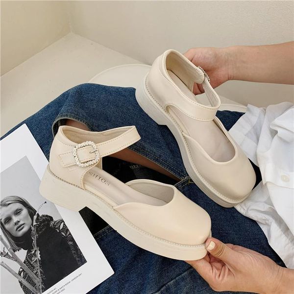 

sandals fashion womens shoes 2021 shallow mouth square toe mary jane beige heeled luxury low retro black girls