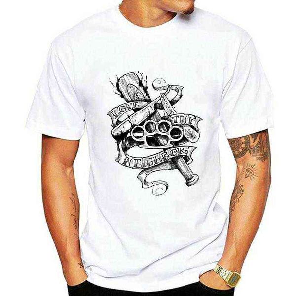 

shirt loves your neighbors shirt hooligans love thy neighbor cool t-shirt man g1217, White;black