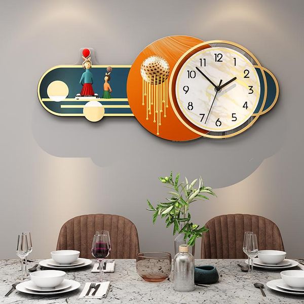 

wall clocks oversized creative clock girl geometric nordic 3d design silent acrylic relogio parede bedroom decoration dm50wc