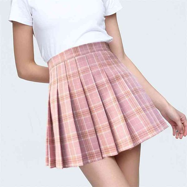 

summer women skirt high waist stitching student motion pleated s cute sweet girls dance mini tennis 210629, Black