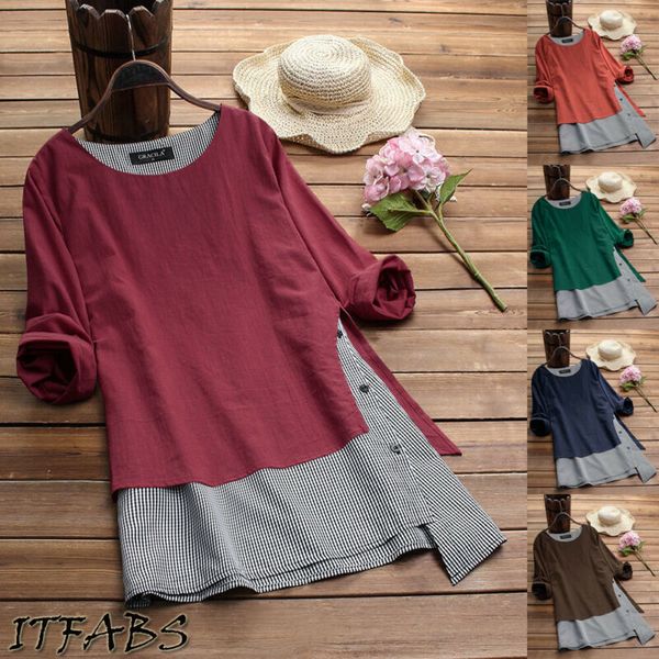 

women's t-shirt female striped retro, long sleeve, v-low, casual plus size tunic, 3m51, White