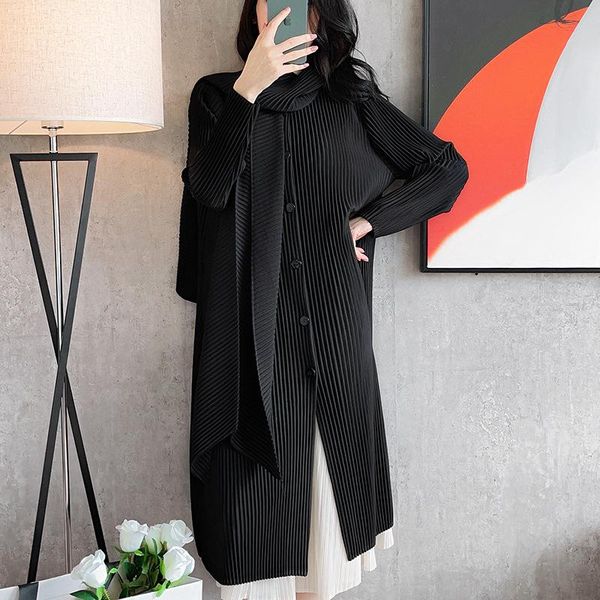 

women's trench coats 2021 autumn and winter large size jacket fashion slim single row buckle scarf long section thick windbreaker coat, Tan;black