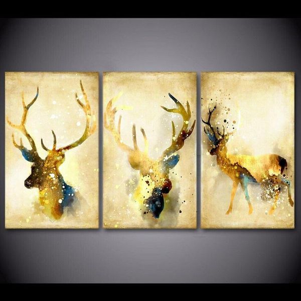 

paintings elk animal abstract 3 pcs canvas modern art poster wall home dÃ©cor
