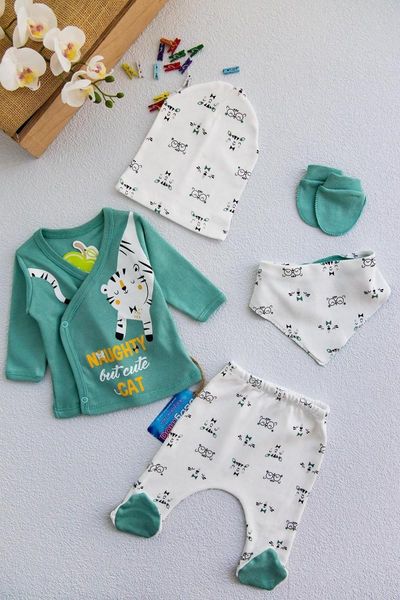 

piece born baby boy floral cat printed mint white bodysuit set rompers, Blue