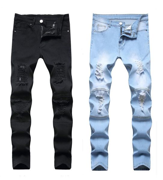 Männer Plus Größe Hosen Jeans Mann Weiß Mittlere Hohe Taille Stretch Denim Zerrissene Dünne Für Männer Jean Casual Mode Hose 1820