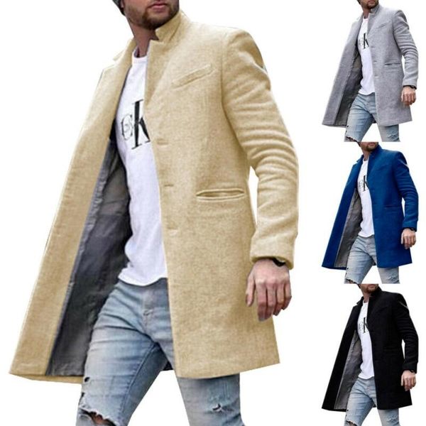 

men's hoodies & sweatshirts men lapel mid length coat outwear pocket overcoat warm cardigan slim fit jacket, Black