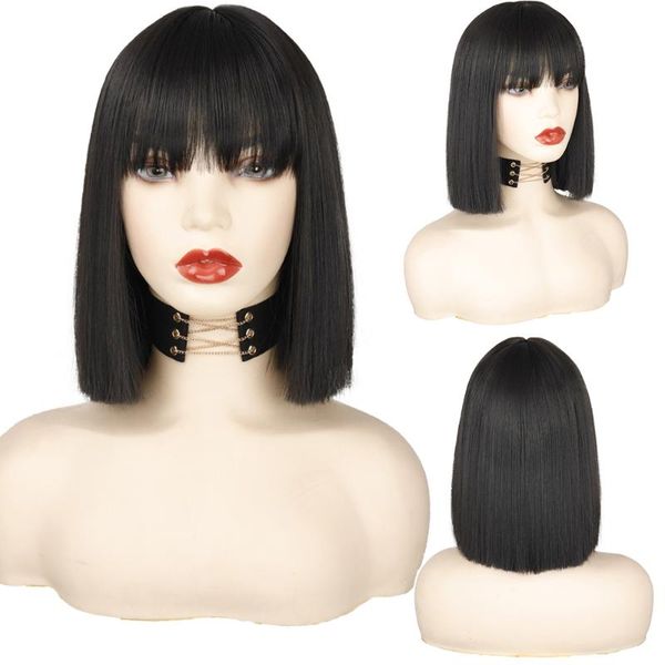 

synthetic wigs merisi hair short straight black wig for women pink blonde girl daily high tempearture fiber
