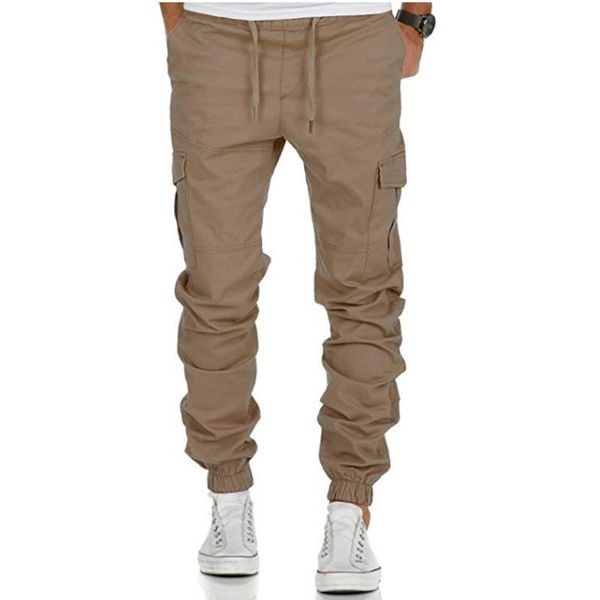 

men's pants vogue men hip hop harem joggers nice brands male trousers mens solid multi-pocket sweatpants 2xl, Black