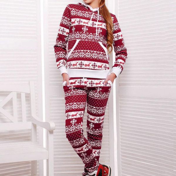 

women's two piece pants indie folk vintage pant sets 2 casual home christmas print hooded trousers suit women pocket streetwear daily, White