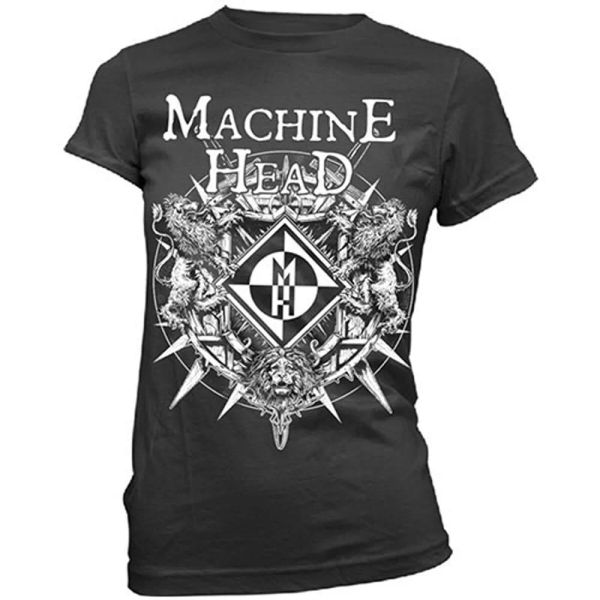 

ladies machine head bloodstone official women women t-shirt, White;black