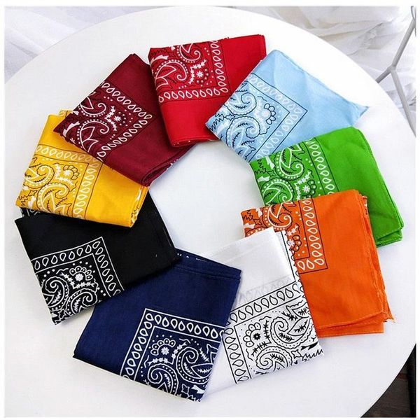 Sciarpe Unisex Miscela di cotone Hip Hop Bandana Copricapo Fascia per capelli Sciarpa Collo Polso Wrap Biker Sport Magic Head Square 55 * 55cm