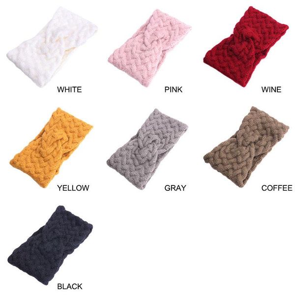 

women girls winter solid color cross elastic headbands ear warmer hat knitted headwear party hair decor, Silver