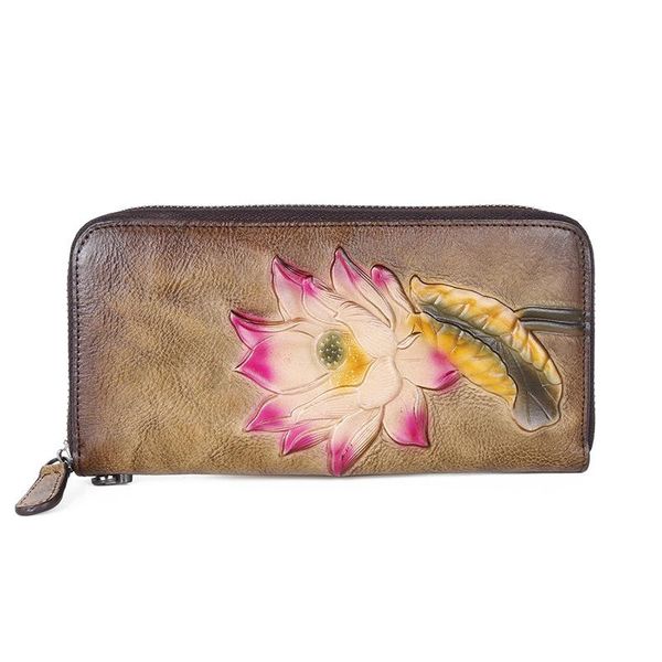 

wallets the first layer cowhide women wallet retro color multi-card position ladies long womens and purses fashion, Red;black