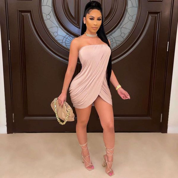 

irregular pleated strapless dress, White;black