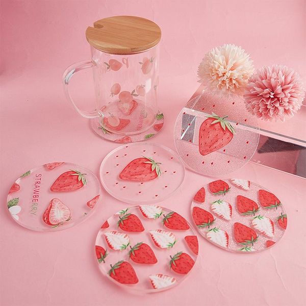 

mats & pads colorful acrylic waterproof insulation cup pad coffee milk mat slip