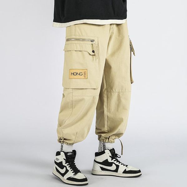 

men's pants 2021 long fashion trousers highquality trackpants cargo pant casual pockets male classic harem men outdoor hiking trekking, Black
