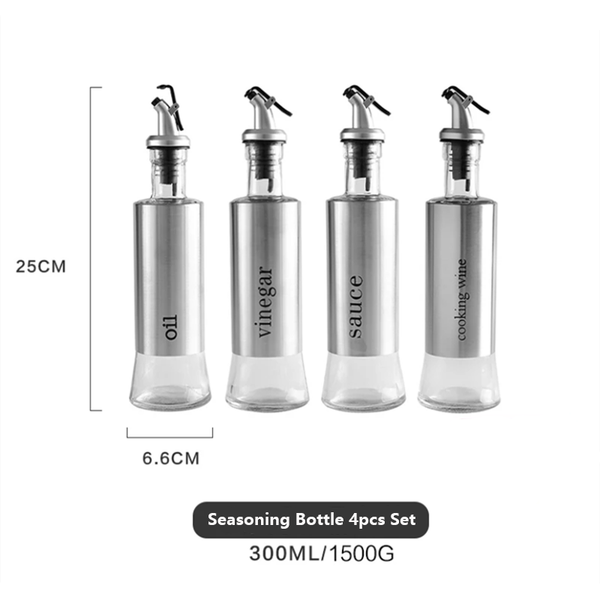 

storage bottles & jars kitchen tool cooking seasoning bottle 4pcs set dispenser glass for wine sauce oil vinegar