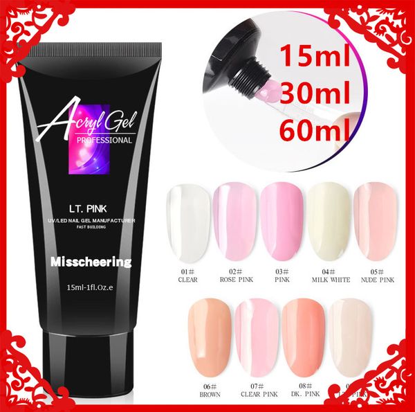 

15ml 30ml 60ml crystal fast extend uv nail gel extension builder led nails art beauty your hands, Red;pink