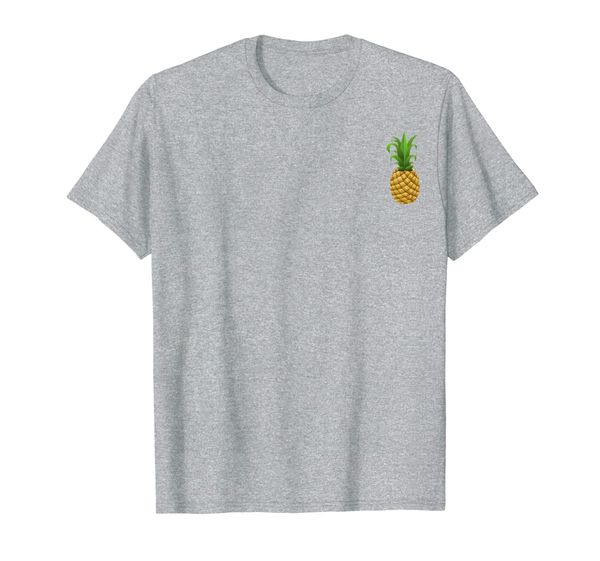 

cool hawaiian tropical fruit pineapple pocket print t-shirt, White;black