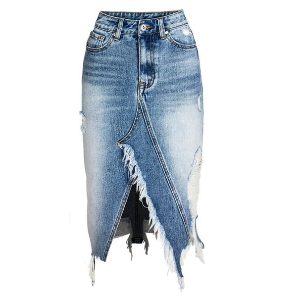 

irregular women tassel hollow out denim skirt female fashion sweet skirts, Black