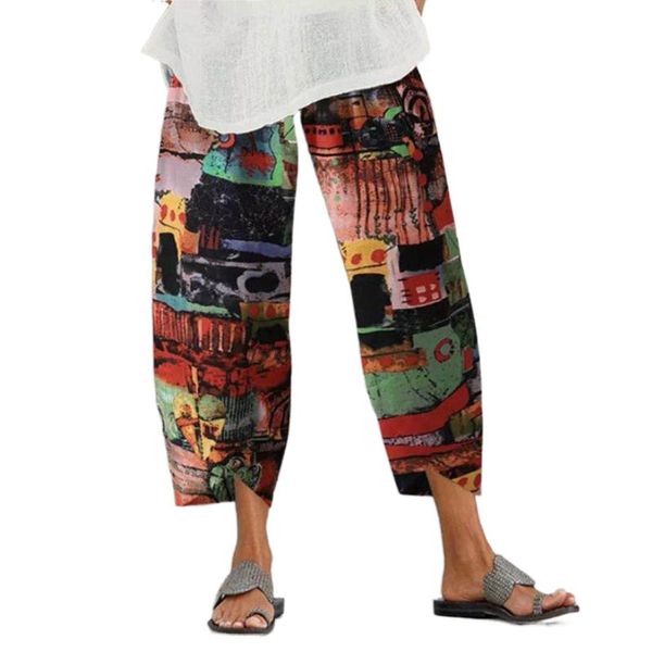 

women's pants & capris plus size women personalized harem summer autumn creative geometric printing thin long casual trousers linen, Black;white