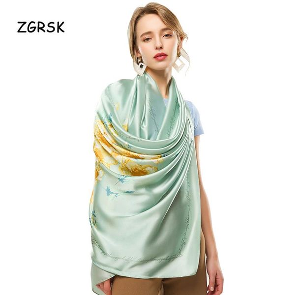 

scarves fashion floral sun protection women breathable ladies silk scarf large size female shawl 2021, Blue;gray