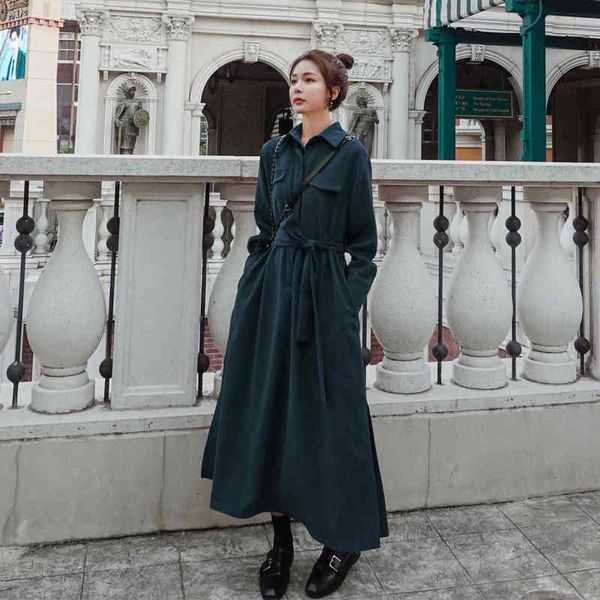 

women's wool & blends long trench french fashion street style warm coat autumn women overcoat cashmere l6vb, Black