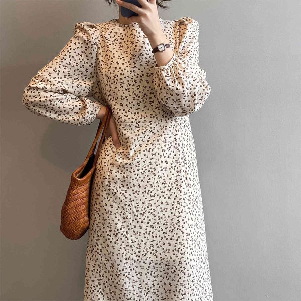 

dress 2021 o-collar flower print long elegant women spring clothes dress vestidos, Black;gray