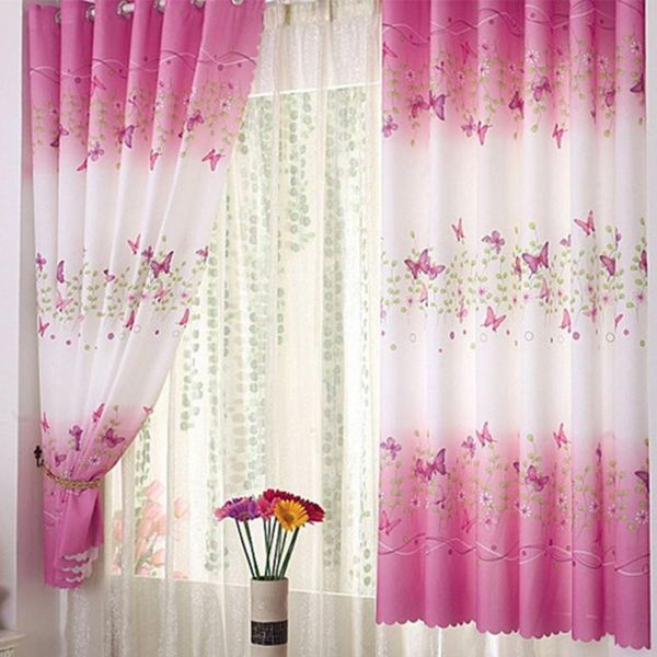 

curtain & drapes 200cmx100cm country style flower butterfly window curtains living room home bedroom cotton decoration