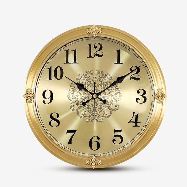 

luxury large wall clock vintage metal pure copper american silent clocks home decor big watch living room gift ideas