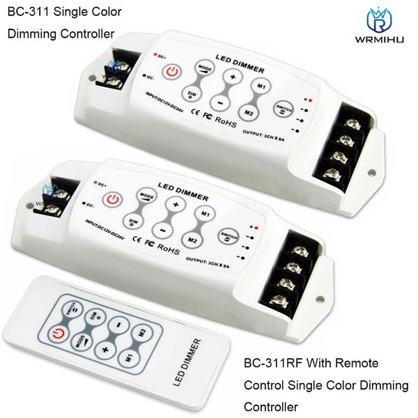 

controllers bc-311/bc-311rf led strip dimmer controller 8a*3ch rf remote control wireless pwm dc5v 12v 24v single color string tape