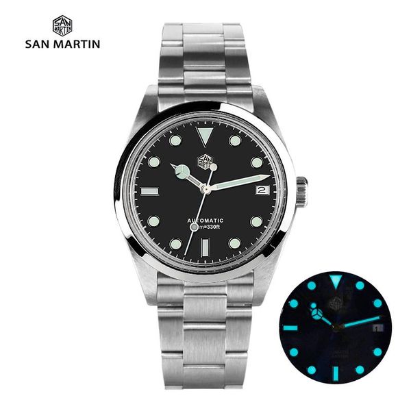 

wristwatches san martin 39mm men watch luminous limited edition climbing series vintage sapphire nh35 automatic mechanical 10bar man bracele, Slivery;brown