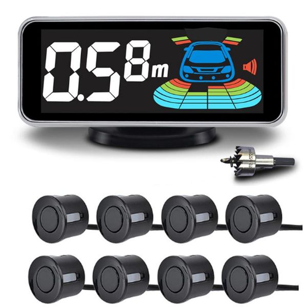 

car parking sensor automobile reversing radar parktronic 8 sensors electronics auto detector backing assistance kit voice buzzer rear view c