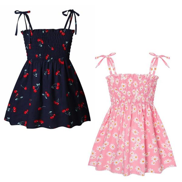 

girl's dresses toddler girls floral ruffle strap summer dress for backless princess girl sling fashion, Red;yellow