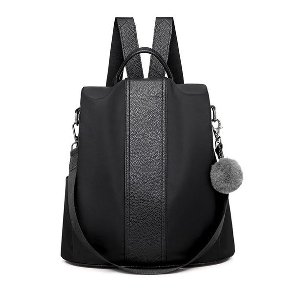 

women pu leather backpacks female solid wool ball high-capacity fashion backpack for girls school bag back pack