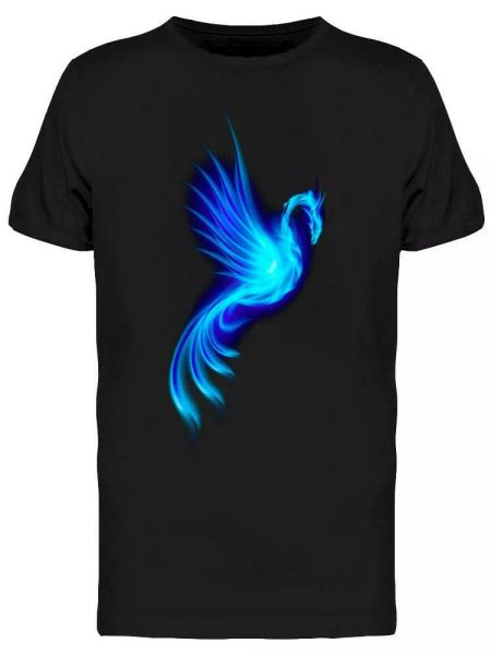 

blue fire phoenix design tee men's -image by shutterstock, White;black