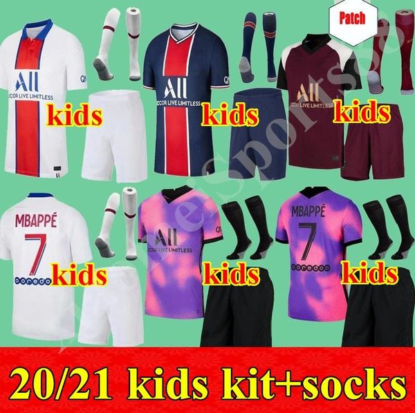 

20 21 Paris kids kit soccer jersey child 2021 home away 3rd 4th mbappe ICARDI Maillot de foot youth VERRATTI football shirt, Black