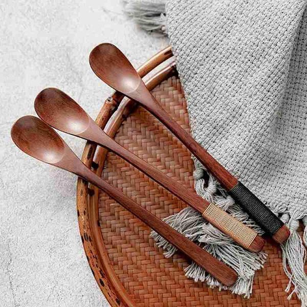 

spoons japanese wooden long handle spoon kitchen stirring teaspoon coffee mixing dessert drink tableware utensil tool