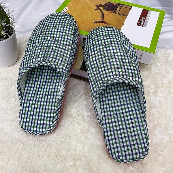 

slippers 2021 lightweight couple thin four seasons breathable men and women home fabric guest non-slip winter cotton, Black