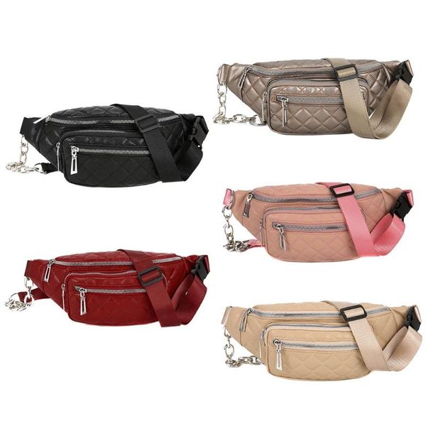 

fashion waist packs casual fanny chest bag women leather shoulder messenger pack chain money purse for hiking and travel bags