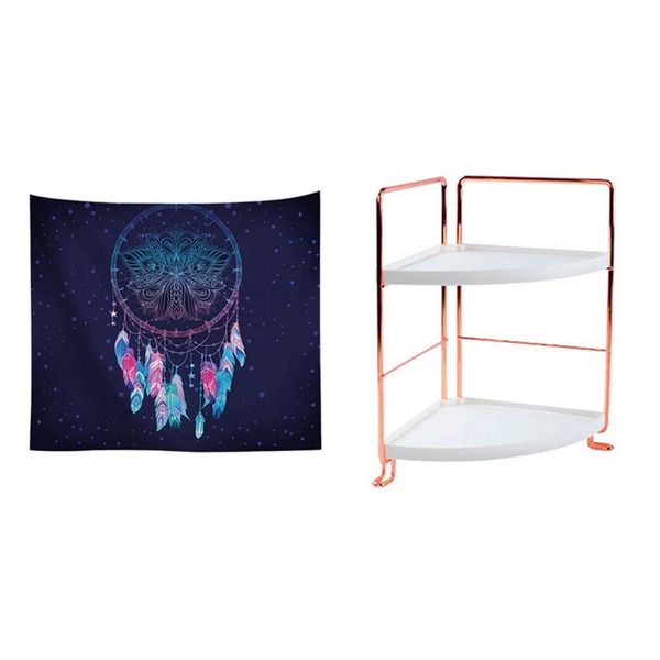 

kitchen storage & organization dream catcher tapestry vintage painting with 2-tier corner wire shelving stackable organizer