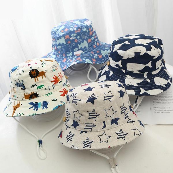 

caps & hats children hat summer printing cap for boys and girls kids sun cartoon baby 6 months to 8 years outdoor bucket, Yellow