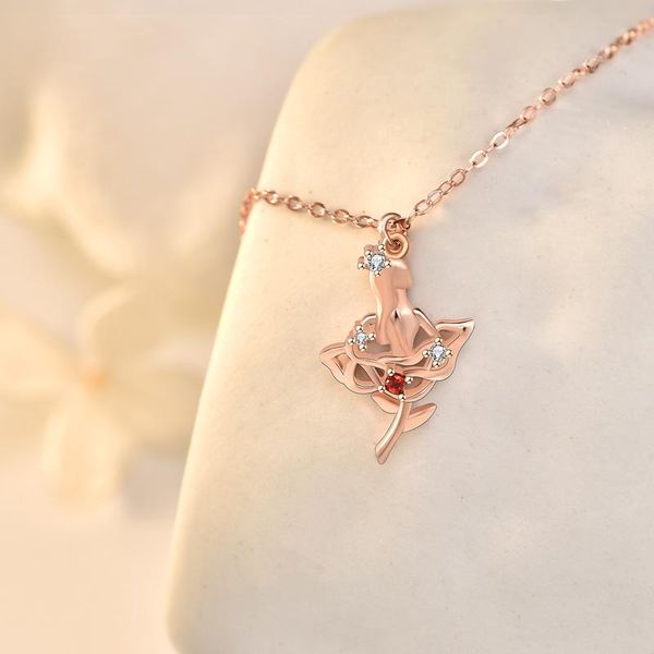 

pendant necklaces necklace jewelry original design rose girl fashion sweet s925 pure silver collarbone chain g