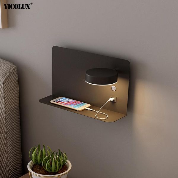 

wall lights with switch and usb interface fashion white black lamp fixture corridor aisle lighting art luminaire wandlamp