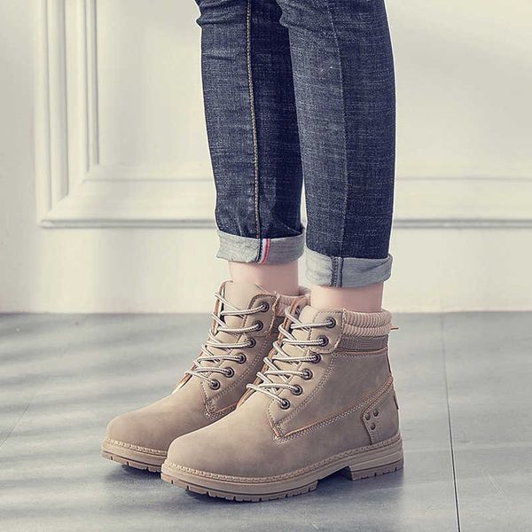 

autumn and winter martin boots women's short motorcycle leather large casual versatile thick soled boots, Black