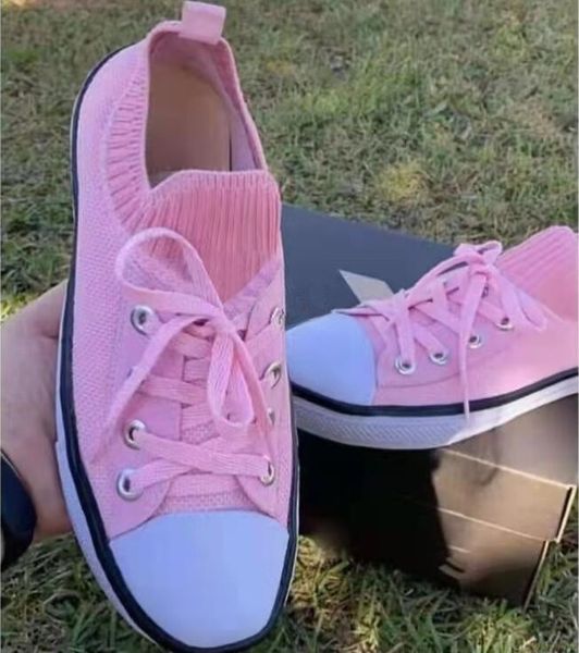 

2021 autumn women casual soft-soled round toe knitted stretch large size lace-up single shoes outdoor casual flat shoes 823, Black
