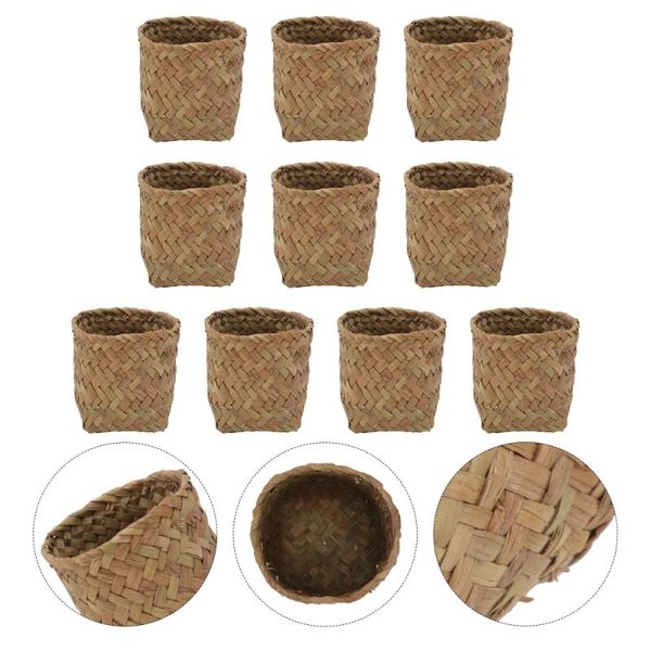 

gift wrap 10pcs straw woven box delicate wedding candy storage (natural color)