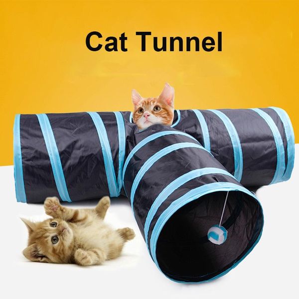 

cat toys collapsible tunnel tube indoor outdoor 3 way pet peek hole toy ball puppy training
